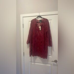 JOHHNY WAS Harper lace burgundy NWT XL BOHEMIAN STYLE DRESS!